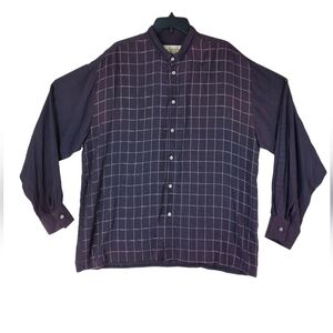 Vtg Live Collection Shirt Mens XL Button Up Black Purple Check Disco Retro USA